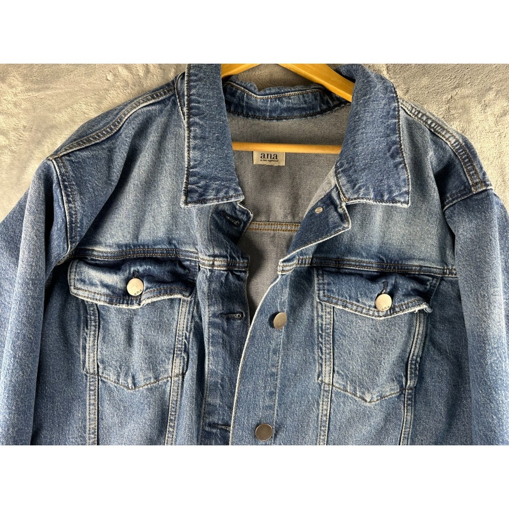 a..n.a.  Womens 4X Boxy Denim Jacket Blue Button Front Plus - Picture 6 of 11